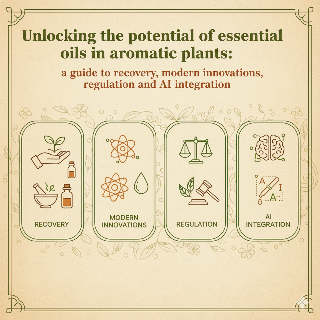 Unlocking the potential of essential oils in aromatic plants: a guide to recovery, modern innovations, regulation and AI integration