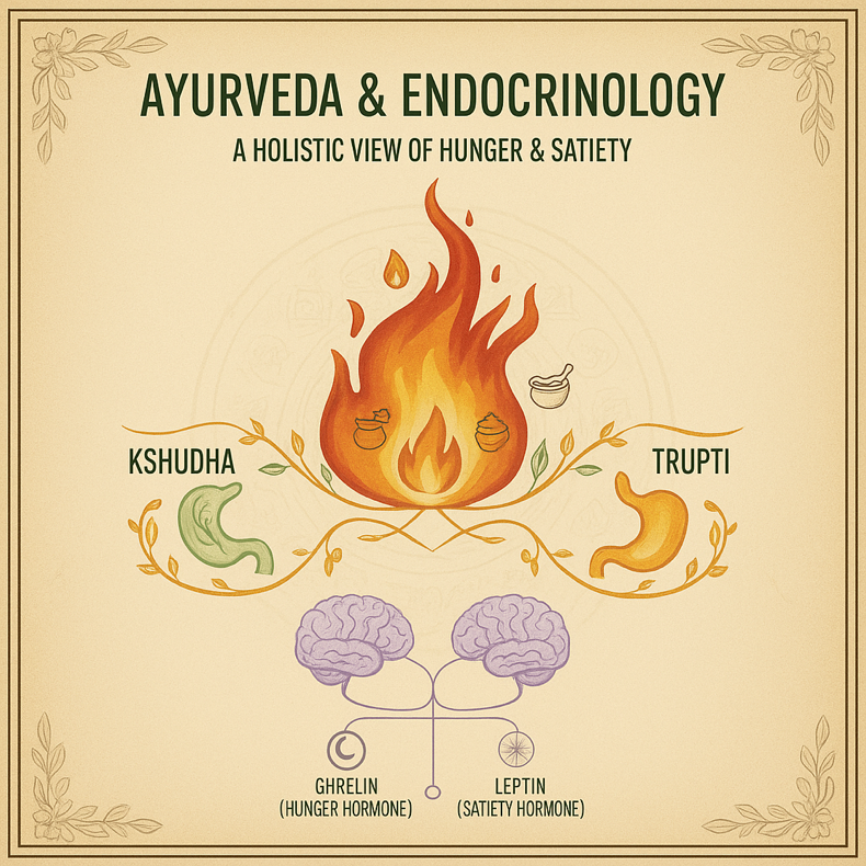 Ayurveda insights into hunger and satiety: correlation of kshudha and trupti with neuroendocrine mechanisms