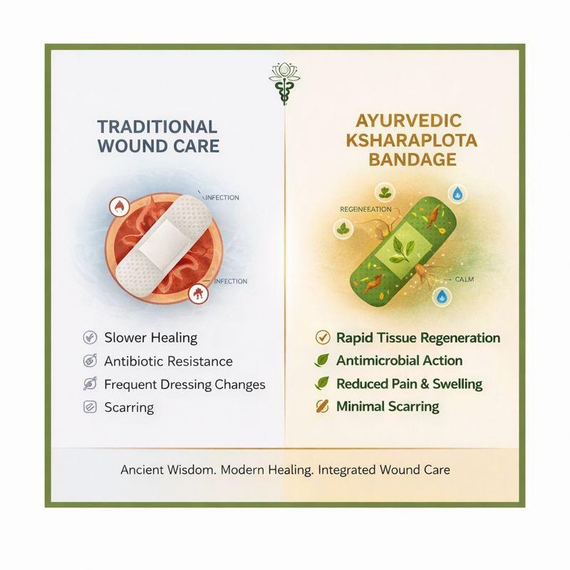 Exploring the Tissue Regeneration Impact of Ayurvedic Ksharaplota Bandage in Wound Care – A Comprehensive Review